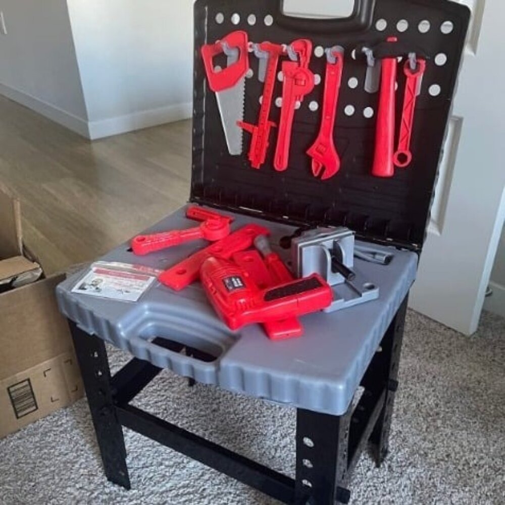 Kids Tool Set Toddler Workbench With Realistic Tools & Electric Drill